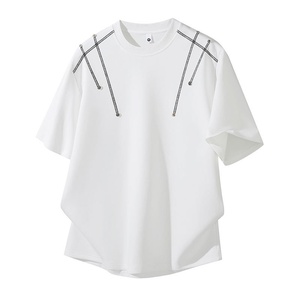 <span class=keywords><strong>Camiseta</strong></span> de Verano para Hombre ANSZKTN, de Manga Corta, Corte Holgado, Cuello Redondo, a <span class=keywords><strong>Rayas</strong></span> Negras, Transpirable, que Absorbe la Humedad, Estilo Urbano - Product Image 1