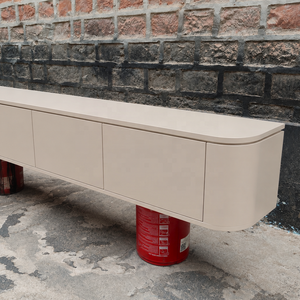 Japandi Floating <b>TV</b> Stand Curved <b>Wall</b> <b>Mounted</b> Media Console Beige Modern Wood Storage <b>Cabinet</b> Scandinavian Living Home Furniture - Product Image 2