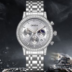 Diamond-studded multi-functional men's watch with <b>chronograph</b> and calendar function Manufacturer's wholesale quartz wristwatch. - Product Image 5
