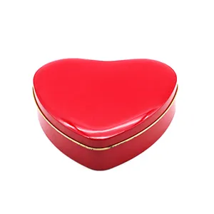Design semplice scatola di latta rossa a forma di cuore scatola di latta con contenitore di biscotti al cioccolato