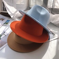 Chapeau Fedora à large bord style western unisexe en feutre, décontracté, pour l'extérieur, vintage, tendance, classique