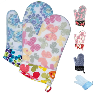 Gants en coton de <span class=keywords><strong>silicone</strong></span> imprimés ouverture oblique tissu floral épaissi coton <span class=keywords><strong>Silicone</strong></span> isolé gants de <span class=keywords><strong>cuisson</strong></span> au four - Product Image 1
