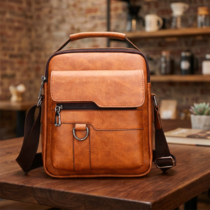 Mochila de Mensajero de Cuero PU para Hombre, Estilo Ejecutivo, Informal, Deportiva, Portátil, para Exteriores, en Oferta - Product Image 4