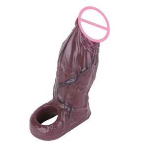 Manchon pénien en silicone de qualité médicale S8126-HY pour hommes, retardateur d'éjaculation, outil de plaisir sexuel pour couple, godemiché souple creux avec anneau pénien - Product Image 3