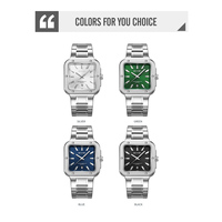 Reloj de Pulsera Cuadrado de Lujo con Diseño de Dibujos Animados, Movimiento de Cuarzo, Resistente al Agua 3ATM, con Cristal y Manecillas, para Hombre, de Acero Inoxidable, Estilo Ejecutivo