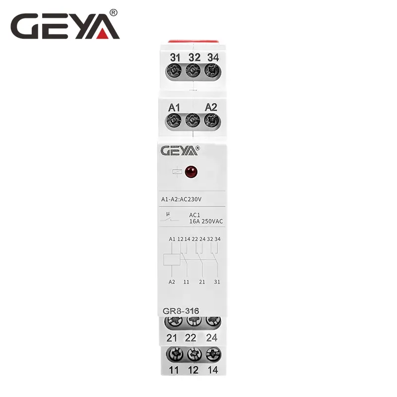 GEYA GR8-116 AC DC 12V 24V 48V 110V 220V ביניים ממסר עזר ממסר