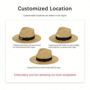 Custom Womens <b>Mens</b> Wide Brim Panama Fedora Summer Beach <b>Sun</b> Upf Straw <b>Hat</b> for Women Sombrero De Paja - Product Image 4