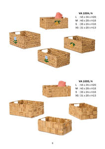 Đặt 3 giỏ wicker hình chữ nhật với tay cầm bằng gỗ cho kệ nước lưu trữ lục bình giỏ cỏ biển tự nhiên để tổ chức - Product Image 3