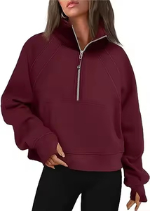 Sweat-shirt Jogger Oversize Court en Coton Polaire Chaud avec Demi-Zip et Patchwork Personnalisé – Vente en Gros - Product Image 3