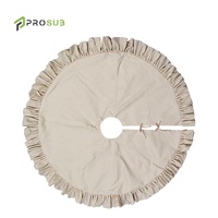 Prosub personnalisé arbre de Noël jupe tapis Sublimation blanc volants Buffalo Plaid noël lin arbre jupe