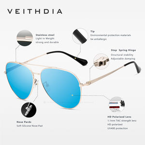 VEITHDIA 8259 Gafas de Sol de Diseñador de Lujo, Accesorios de Playa Personalizados, Gafas de Sol Polarizadas de Piloto para Hombre y Mujer, Nuevas - Product Image 2