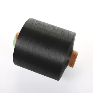 Polyester Dyed Yarn 200 96 Polyester DTY Textured Yarn High Intermingled Black Dope Dyed DDB