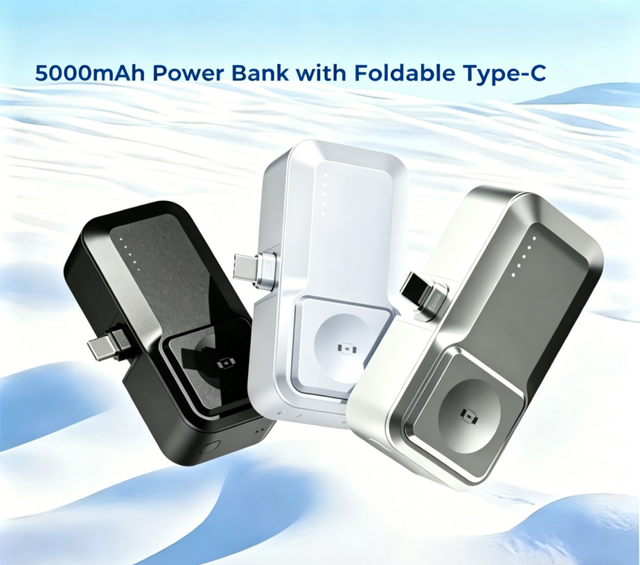 Portable 5000mAh Power Bank 20W Fast Charging Foldable Smartwatch Wireless Charging Compact Power Bank with Portable Strap