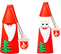 Nouvelle Clé USB Créative en PVC Motif Dessin Animé Père Noël Arbre de Noël Porte-clés Cadeau pour Ordinateur et Autoradio en Caoutchouc Souple