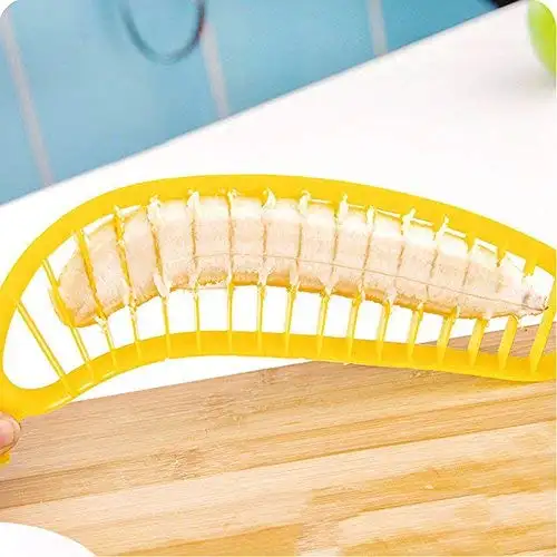 Bananen schneider Gelbe Farbe 11.25 "Praktisches Küchen werkzeug Plastiks alat Obsts chäler Bananen schneider Chopper