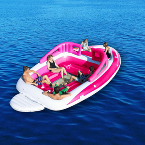 Bateau gonflable flottant pour <span class=keywords><strong>piscine</strong></span> et océan, île flottante, capacité de 6 personnes, en PE durable, personnalisé - Product Image 4