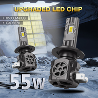 RCJ S3 55W 6500lm LED Phare de voiture H1 H3 H4 H11 Ampoules antibrouillard 6000k H7 9005 9006 Aluminium État neuf 6500k Température de couleur