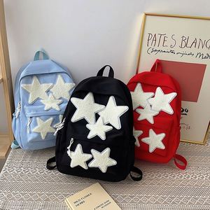 Mochila Escolar de Nailon Personalizada con Lindos Parches de Estrellas para Adolescentes, Mochila de Viaje Moderna Antirrobo para Niños - Product Image 2