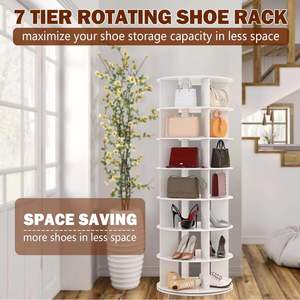 Zapatero Giratorio de Madera de 360 Grados y 7 Niveles, Organizador de Juguetes, <span class=keywords><strong>Torre</strong></span> Alta Independiente, Ahorro de Espacio, Mueble de Almacenamiento para Sala de Estar - Product Image 3