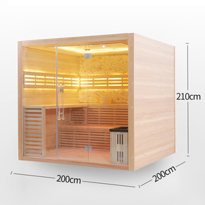 Salle de sauna en bois massif d'hemlock pour 4 à 6 personnes avec vapeur humide 220V - Relaxation en villa - Product Image 6