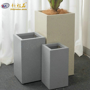 Nuevos materiales de construcción de piedra, maceta de terrazo, maceta redonda de cemento GRC para exteriores, para cafeterías y restaurantes - Product Image 3