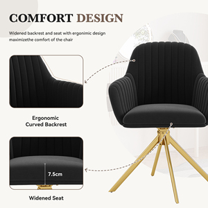 Silla de Comedor Moderna Ecológica Tapizada en Terciopelo con Respaldo Acanalado y Patas de Metal Dorado para Hogar, Oficina y Bodega - Product Image 6