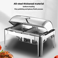 Piring listrik Stainless Steel, kompor prasmanan hangat makanan meja prasmanan perlengkapan dapur pemanas makanan jendela terlihat