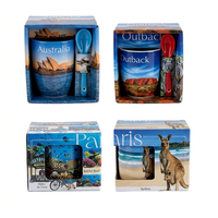 Ensemble de tasses en céramique souvenir australiennes personnalisées avec emballage en boîte cadeau, lot de 2/4, tasses de voyage personnalisées en gros
