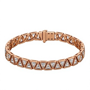 Bracelet à maillons en cristal plaqué or pour homme Orelia Luxe avec fermoir à découpe triangulaire géométrique, bijoux de style hip-hop, cadeau - Product Image 2