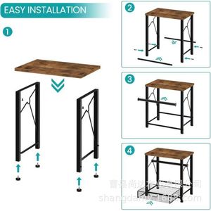 Cross-border office <b>desktop</b> printer double-layer <b>shelf</b> wrought iron and wooden floor-standing express label printer stand - Product Image 5