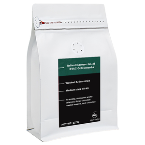 Micro Coffee Gold Award Beans Arabica Aroma de nuez fuerte Sabor de chocolate oscuro equilibrado Sin acidez Embalaje de bolsa para cafeterías - Product Image 1