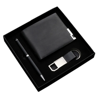 Ensemble cadeau pour homme de haute qualité, promotionnel, 3 pièces, portefeuille multifonction en cuir PU de luxe + porte-clés + stylo, fait main, logo personnalisé