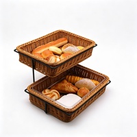 Pastorale stijl geweven PP 3-laags afwaterbaar waterdicht voedselveilig fruitmand displaystand broodopbergbak Scandinavische supermarkt