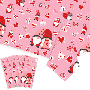 Valentine's Day <b>Tablecloth</b> <b>Rectangle</b> Digital Printing Pink Heart Pattern Party Decoration for Valentine's Day - Product Image 4
