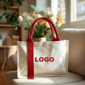 Bolsa de Mano de Lona de Algodón con Asas de Cinta de Algodón y Logotipo Personalizado para Mujer, Impresa con Serigrafía, para Compras - Product Image 5