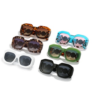 2024 Polygonal Sunglasses with <b>Large</b> <b>Black</b> <b>Frame</b> European American Ins Jelly Color New Trendy Personalized Glasses for Men Women - Product Image 4