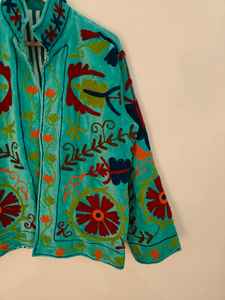 Handmade <b>Velvet</b> Suzani Embroidered <b>Jacket</b> | Folk Floral Art Statement Coat | Boho Ethnic Wear | Artisan Crafted, gift for her - Product Image 4
