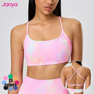 Soutien-gorge de yoga sexy et respirant avec logo personnalisé Janya Coussinets amovibles Hauts de course à bretelles fines Spandex dos nu de style musculation - Product Image 4