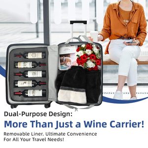 Mgob Du Lịch Bền 10 Chai Rượu Vang Va Li Hành Lý Đa Năng Rượu Vang Tàu Sân Bay Với Có Thể Tháo Rời Chèn Và Im Lặng Spinner Bánh Xe - Product Image 6