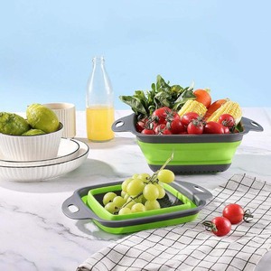 Kitchen Foldable Vegetables Drain Basket Silicone Water Filter Basket <b>Colander</b> Fruit Washing Storage Basket - Product Image 3