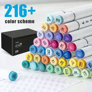 ปากกามาร์คเกอร์ 48 80 100 120 168 216 สี สำหรับวาดการ์ตูนและสเก็ตช์ ปากกาหัวพู่กันคู่ 168 ด้าม ปากกาแอลกอฮอล์ สำหรับงานศิลปะ อุปกรณ์การเรียน ชุดวาดเขียน - Product Image 2