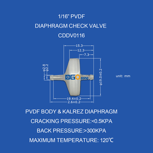 Dgozone Nhà Máy Giá 1/16 <span class=keywords><strong>Inline</strong></span> <span class=keywords><strong>hose</strong></span> barb pvdf màng kiểm tra van tắt van cho oxy Máy phát điện Ozone Ống - Product Image 5