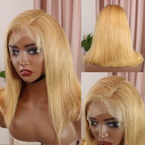 Peluca de Cabello Humano Corto Tipo Bob con Encaje Frontal 13x4, Color <span class=keywords><strong>Natural</strong></span>, Cabello Brasileño Virgen Liso, Proveedores de Pelucas Frontales al por Mayor - Product Image 5