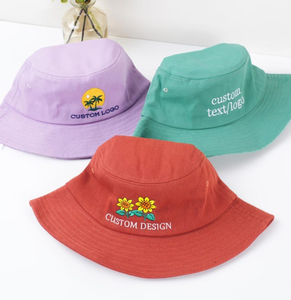 Casquette de pêcheur personnalisée brodée unisexe en toile de coton couleur unie pour l'extérieur, décontractée, d'été, avec logo sur le panneau avant - Product Image 2