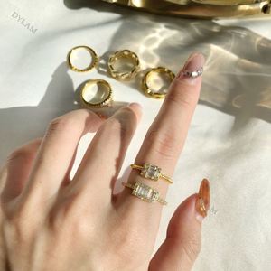 Dylam High Quality Minimalistic Vintage <b>Dainty</b> Simple 18K Golden Gift Double Wear Popular Accessories Jewelry CZ 5A <b>Rings</b> S925 - Product Image 3