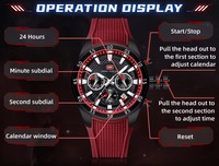 Montre-bracelet à quartz pour homme, affichage chronographe, bracelet en silicone, sport, affaires, usage quotidien