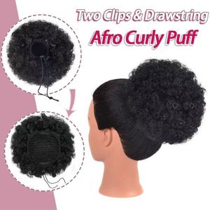 <span class=keywords><strong>Queue</strong></span> <span class=keywords><strong>de</strong></span> <span class=keywords><strong>cheval</strong></span> afro courte <span class=keywords><strong>de</strong></span> 8 pouces en gros, extension <span class=keywords><strong>de</strong></span> cheveux bouclés en fibre, <span class=keywords><strong>chignon</strong></span> moelleux pour femmes noires, en stock - Product Image 4
