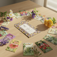 Sachets d'emballage refermables personnalisés en papier kraft biodégradable pour graines de tournesol, plantes, fleurs, fruits et légumes