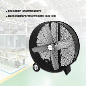 Potente ventilador de suelo de pedestal de escape industrial, ventilador de tambor eléctrico resistente negro de 42 pulgadas - Product Image 2