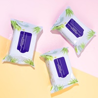 Lingettes démaquillantes biodégradables à base de plantes pour le visage, lingettes nettoyantes pour le visage pour peaux sensibles, lingettes nettoyantes pour le visage féminines à l'aloe vera